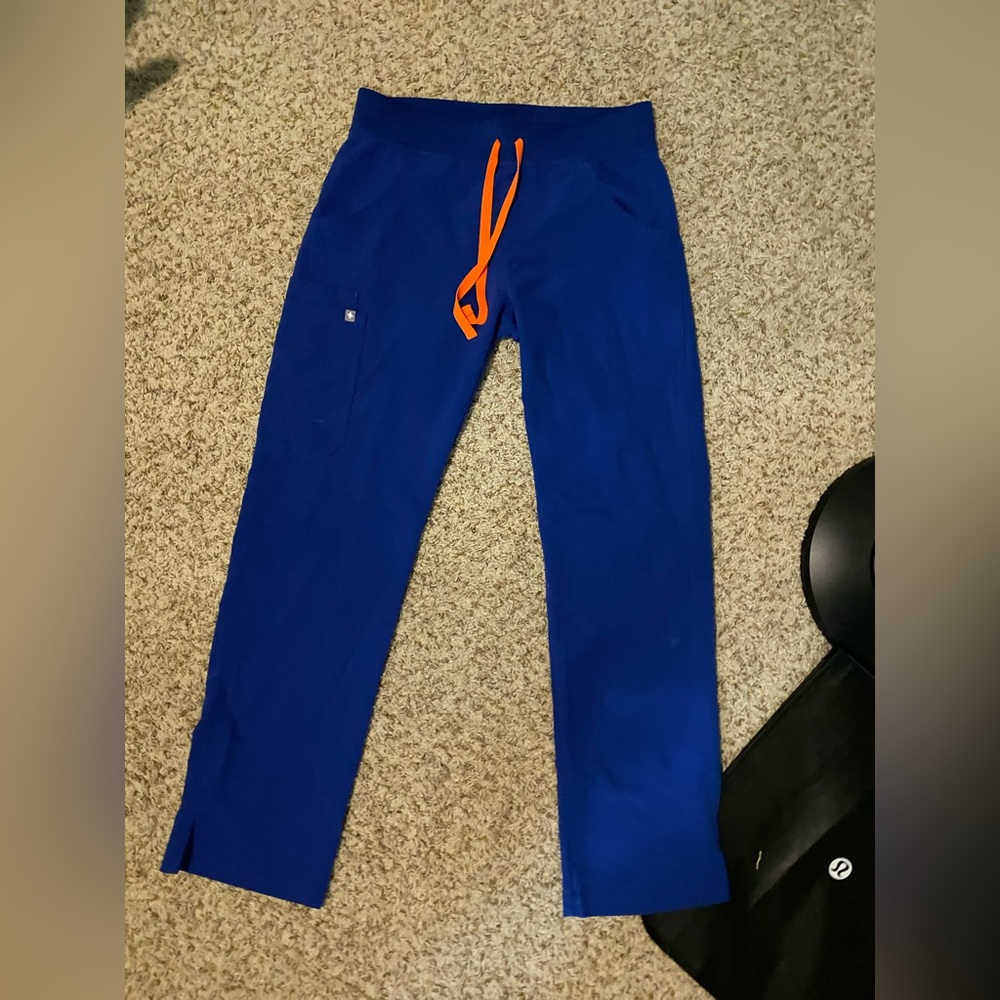 Figs Winning Blue Livingston Pants with Orange Drawstring S/T not HW